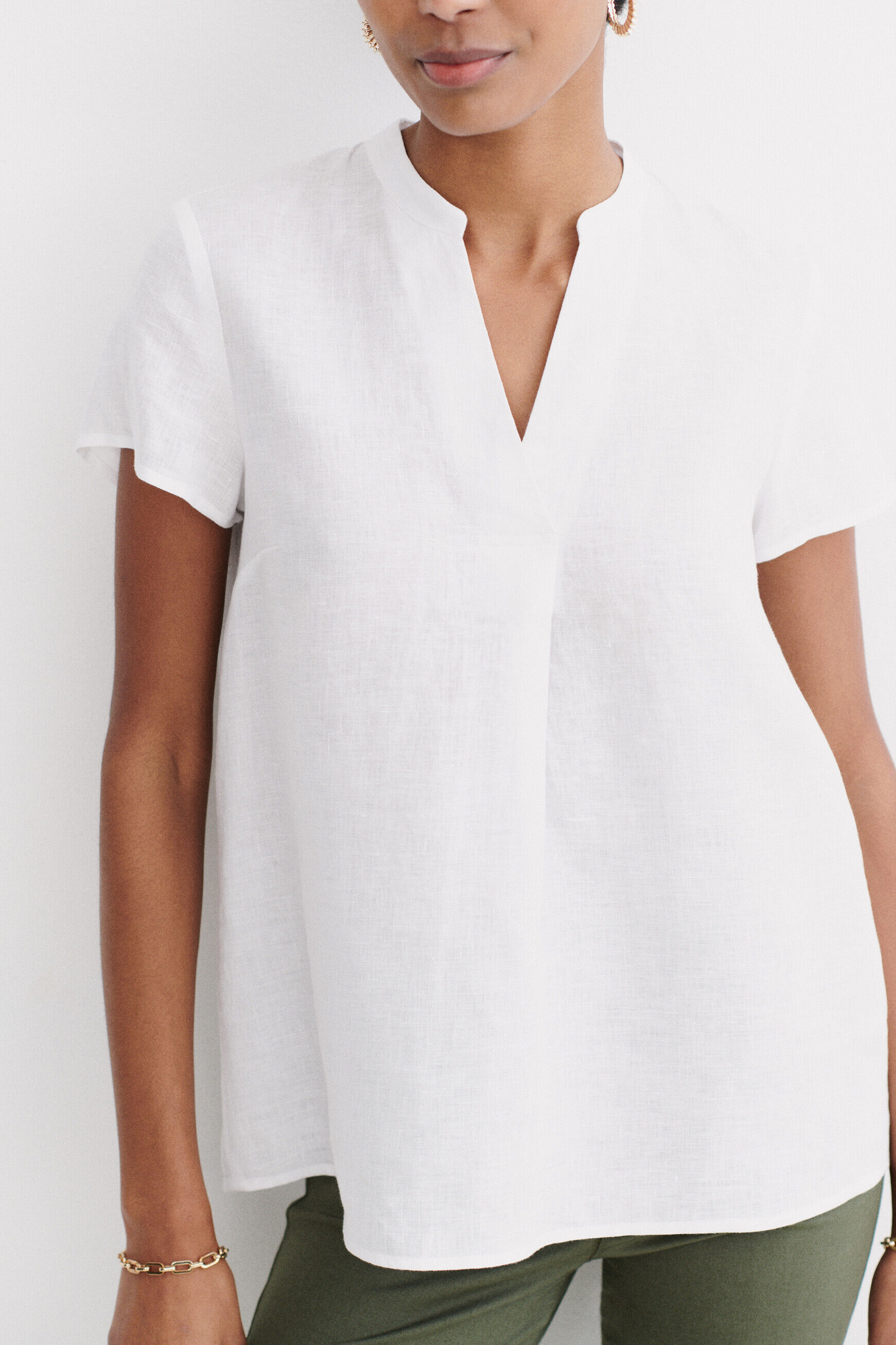 blouse kat 100% lin blanc femme
