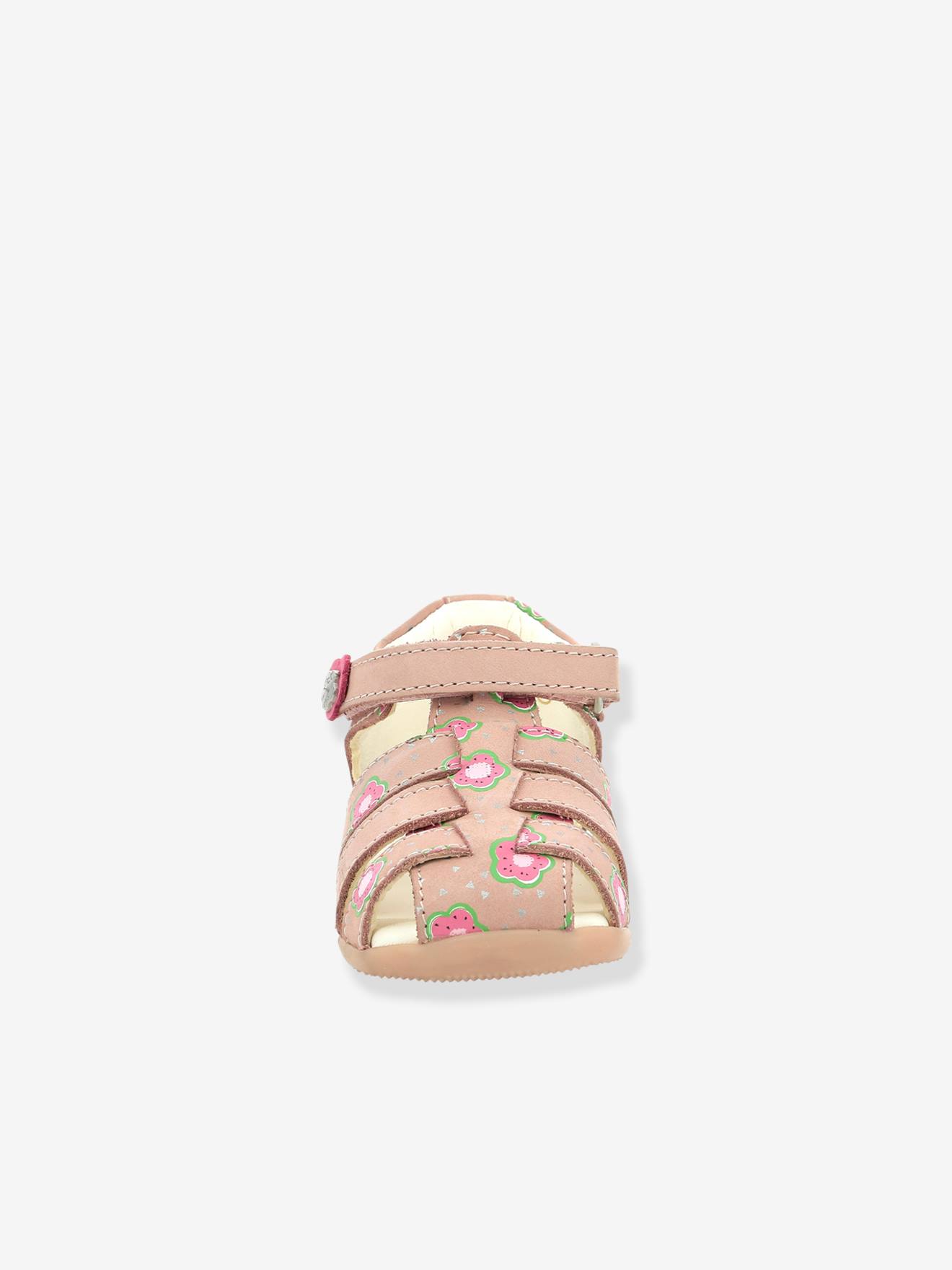 Sandales cuir bébé Bigflo-2 Iconique Biboo KICKERS® rose flower