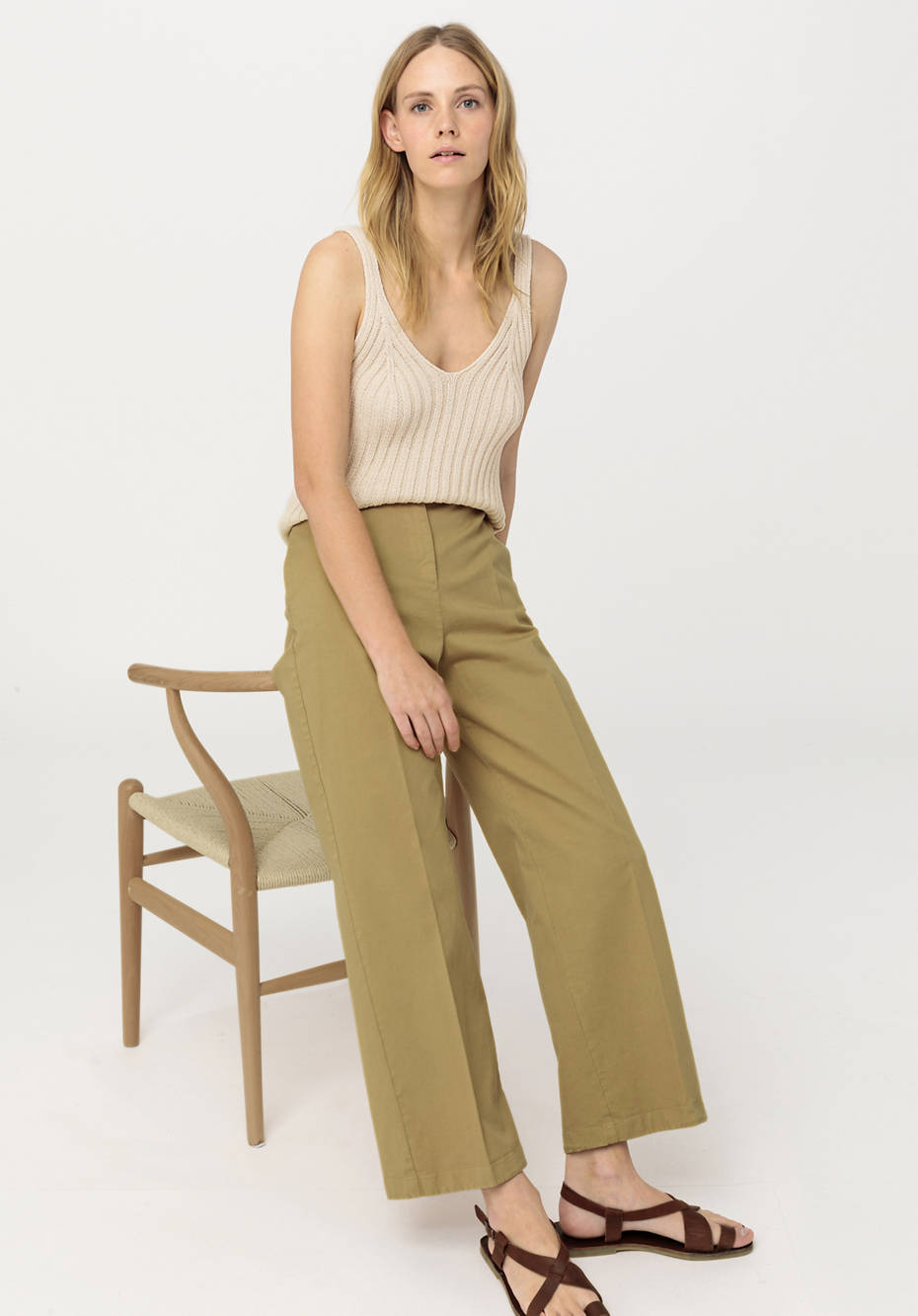 Hose Wide Leg aus Bio-Baumwolle mit Hanf