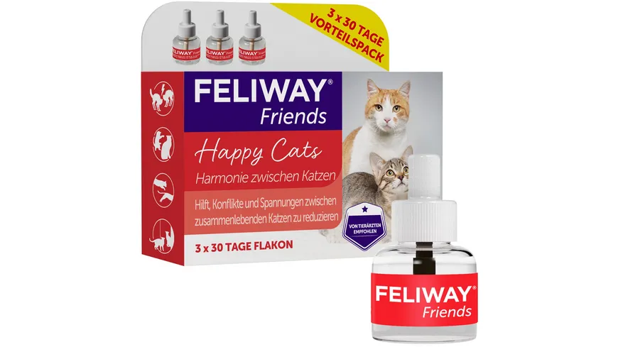 Ceva Katzenzubehör Feliway Friends 3x30 Tage Vorteilspack Nachfüllflakon 144 ml