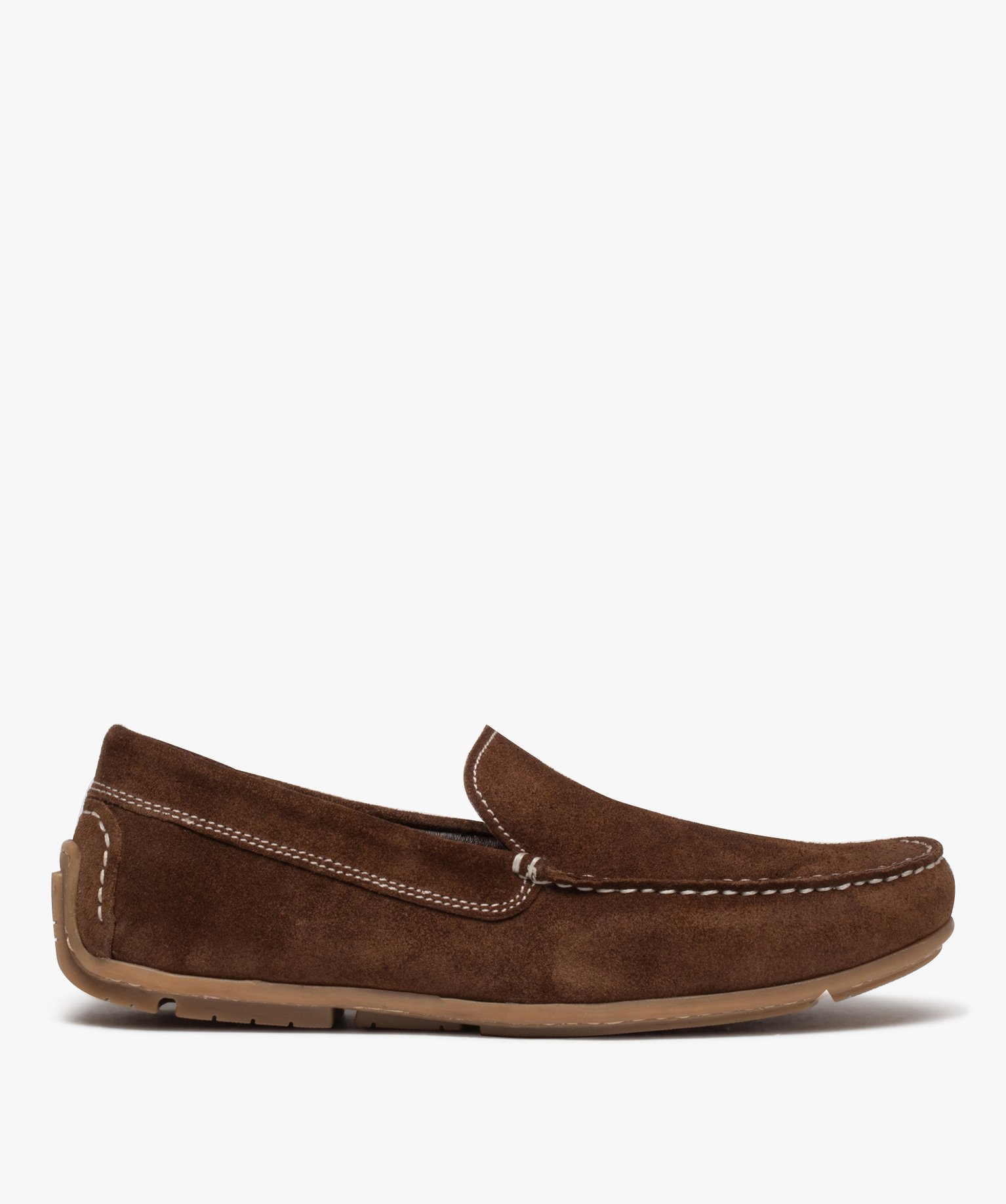 Mocassins homme unis en cuir velours marron | GEMO