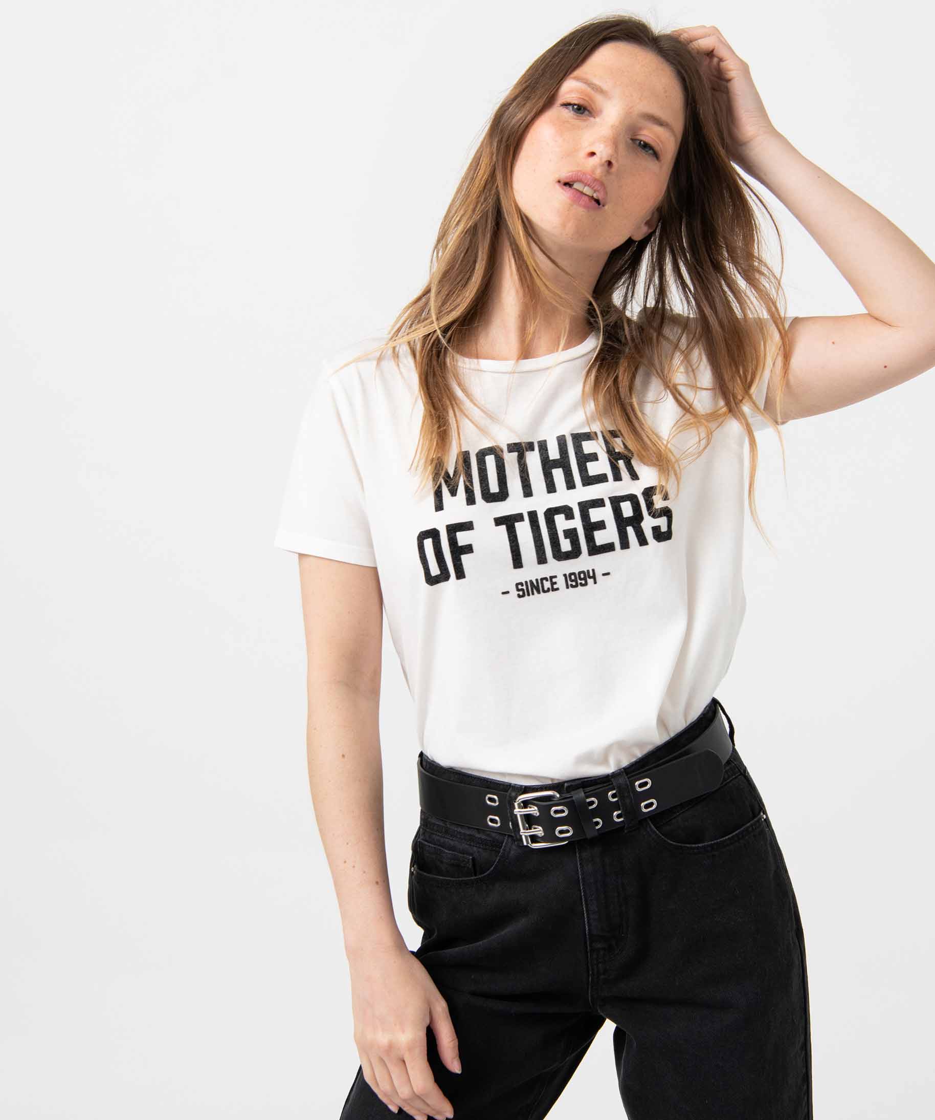 Tee-shirt femme à manches courtes avec inscription ecru | GEMO