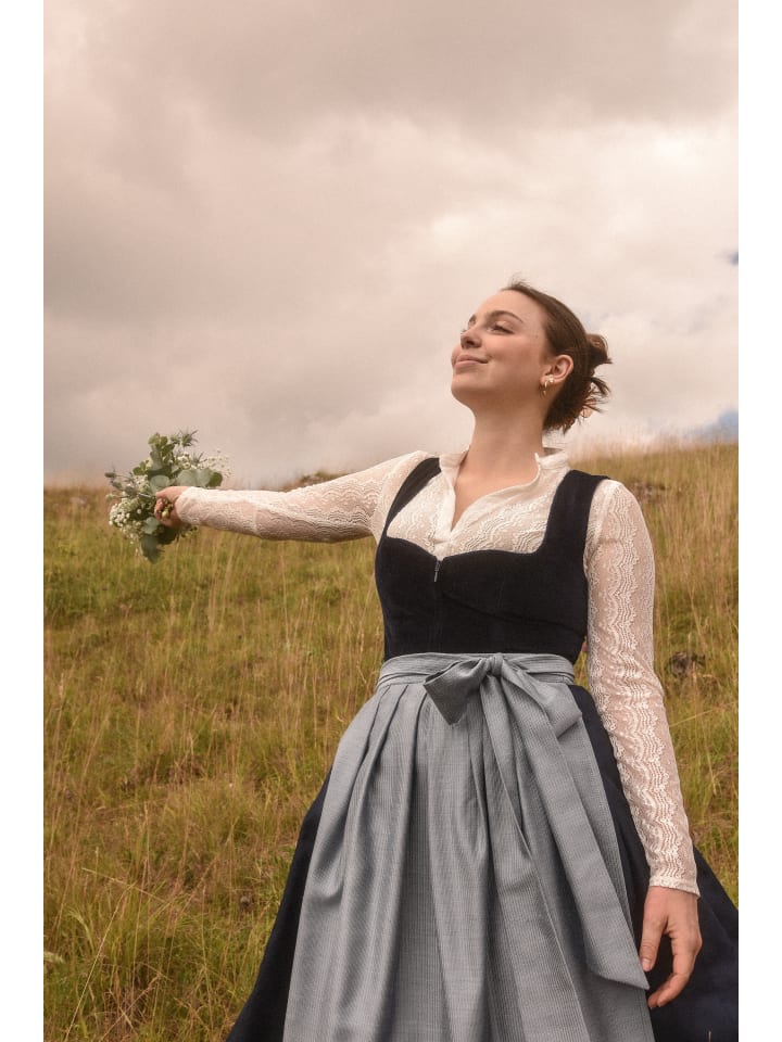 Edelnice Midi Dirndl Luna Samt Blau in blau günstig kaufen