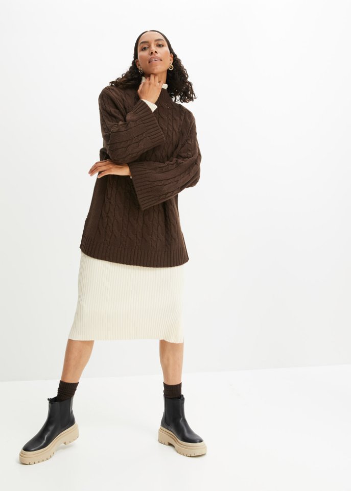 Oversized Pullover mit Zopfmuster