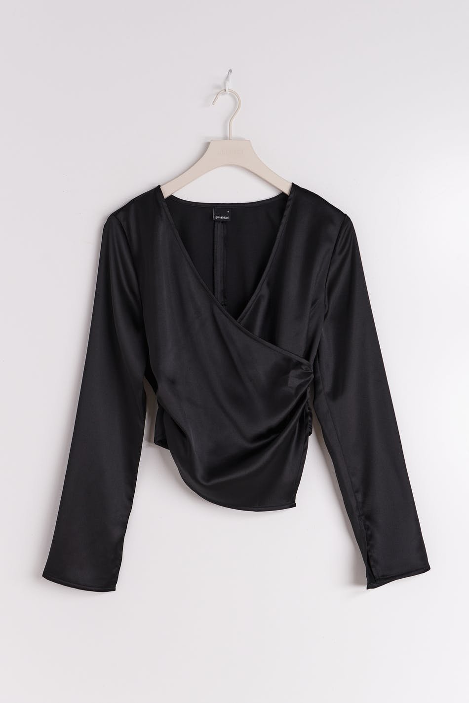 Wrap satin blouse
