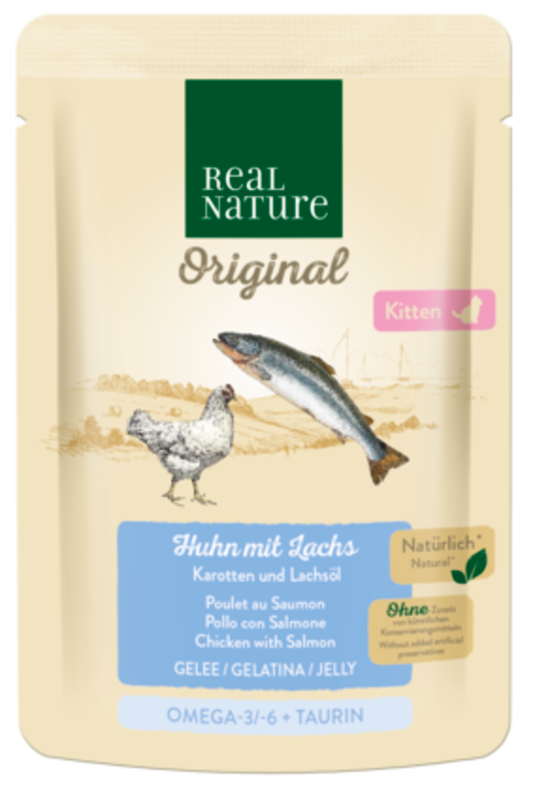 REAL NATURE Nassfutter REAL NATURE Original Kitten 12x85g Huhn mit Lachs