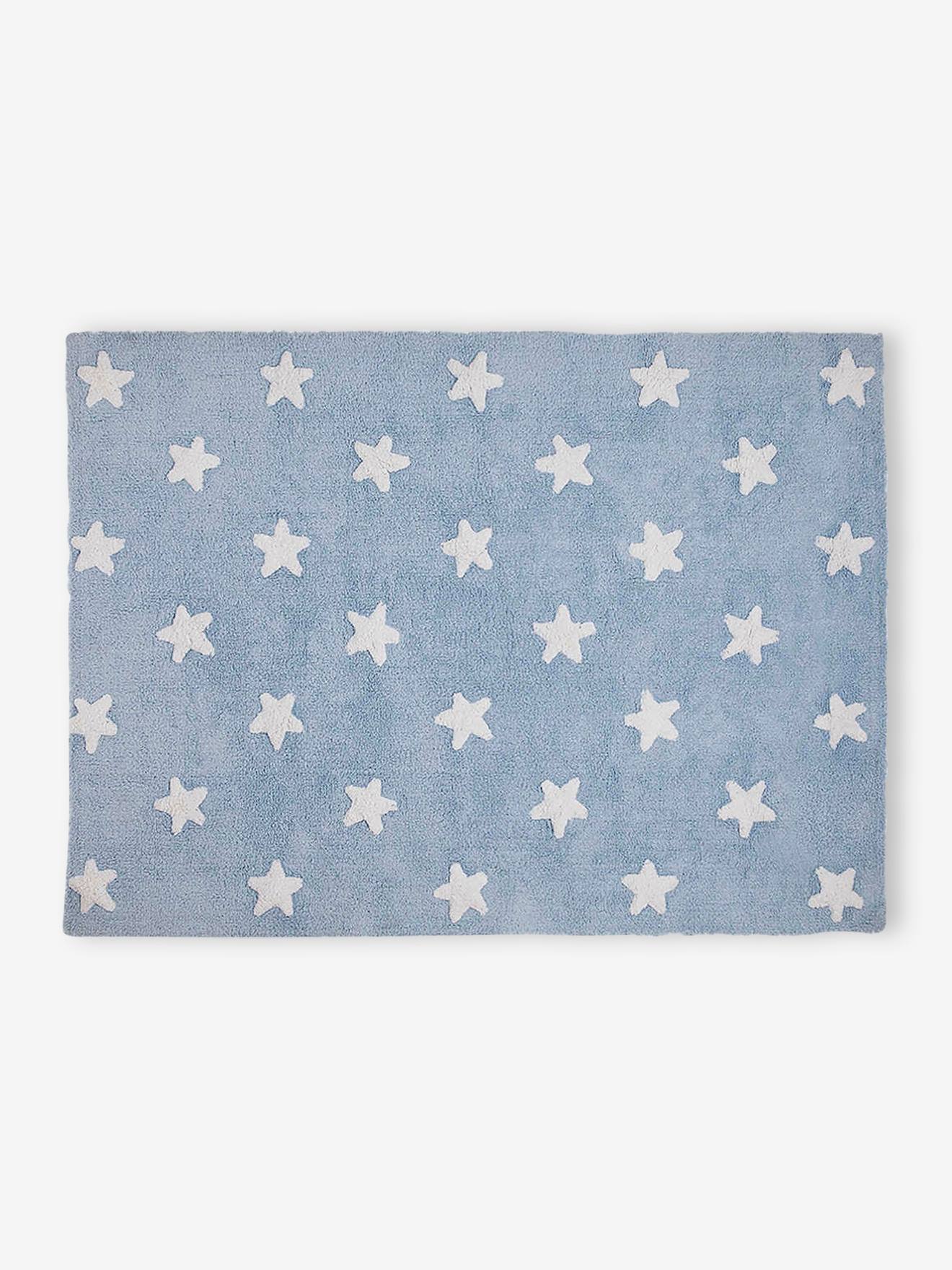 Tapis coton lavable rectangulaire avec étoiles LORENA CANALS bleu