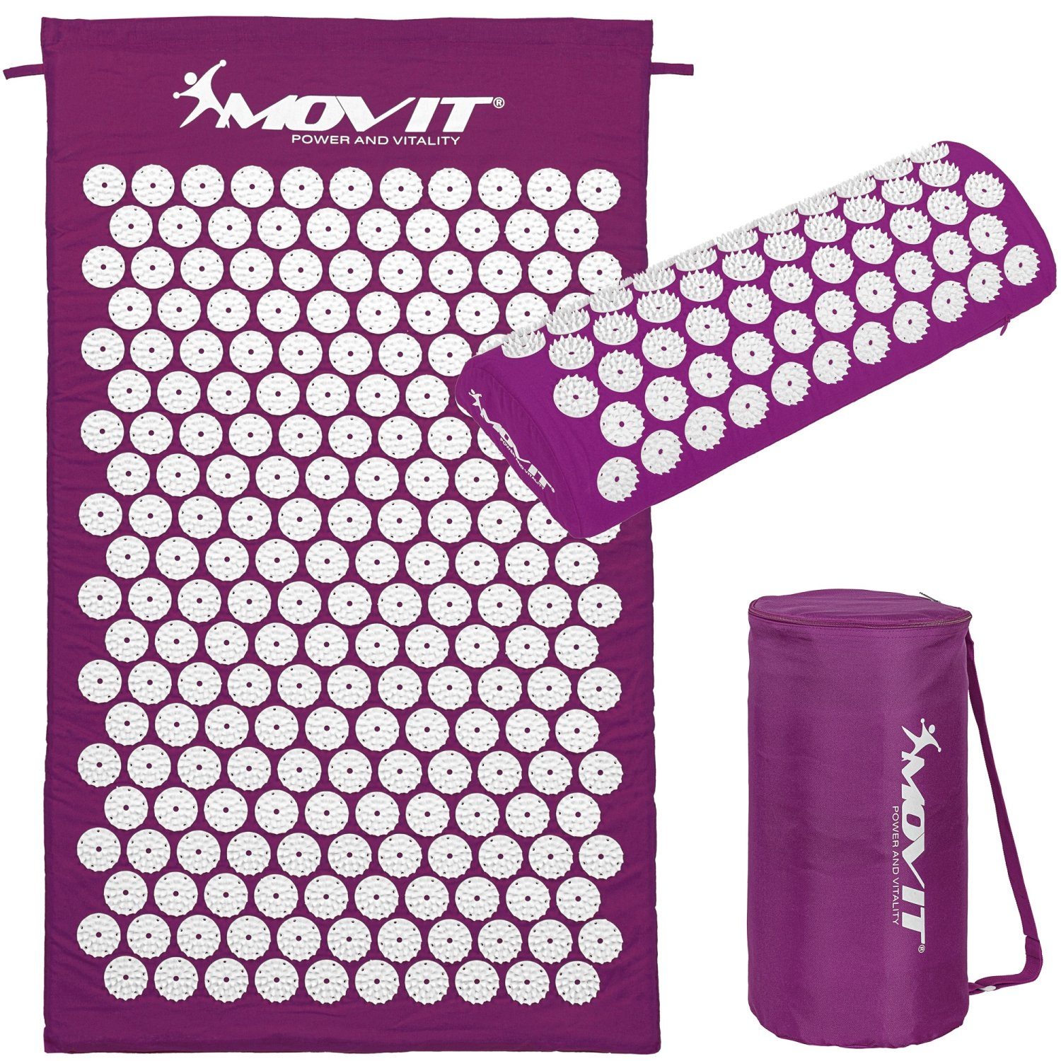 MOVIT Akupressurmatte Movit® Akupressur-Set Akupressurmatte inkl. Kissen (Set, 3-St., 3er-Set), 75 x 44 x 2,5cm oder 130 x 50 x 2,5cm, Bezug 100% Baumwolle, 10 Farben
