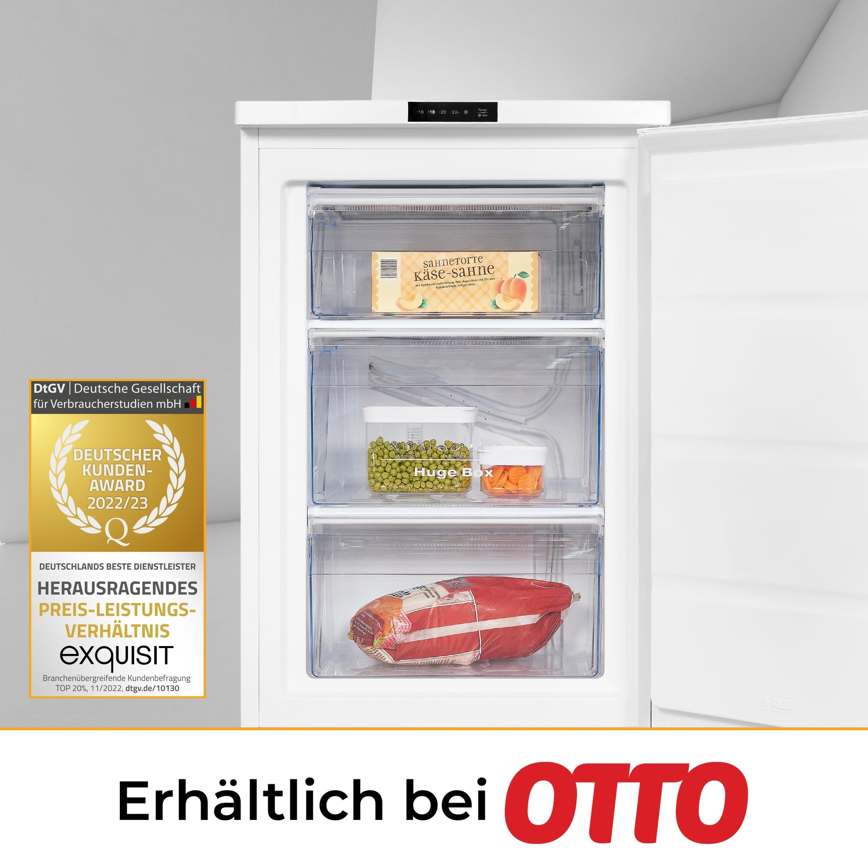 exquisit Gefrierschrank GS581-HE-010D, 84.5 cm hoch, 56 cm breit, mit praktischem Display & Schnell-Gefrieren