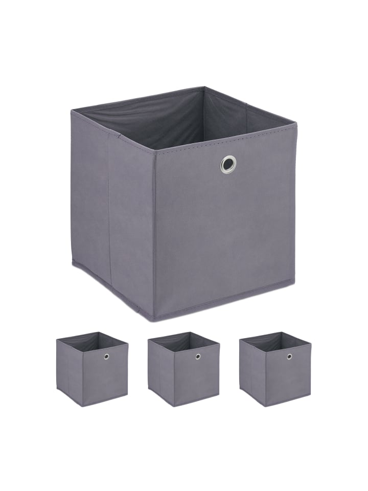 relaxdays 4 x Aufbewahrungsbox in Grau - (B)30 x (H)30 x (T)30 cm günstig kaufen onesize