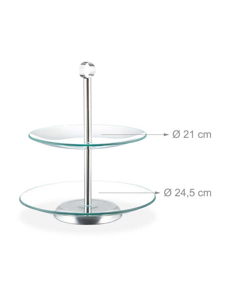 relaxdays Etagere rund in Transparent/ Silber günstig kaufen onesize