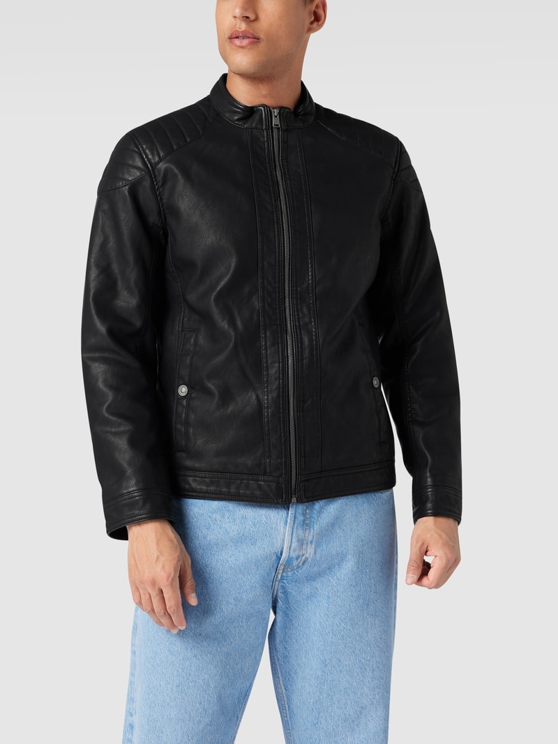 Jacke in Leder-Optik in schwarz