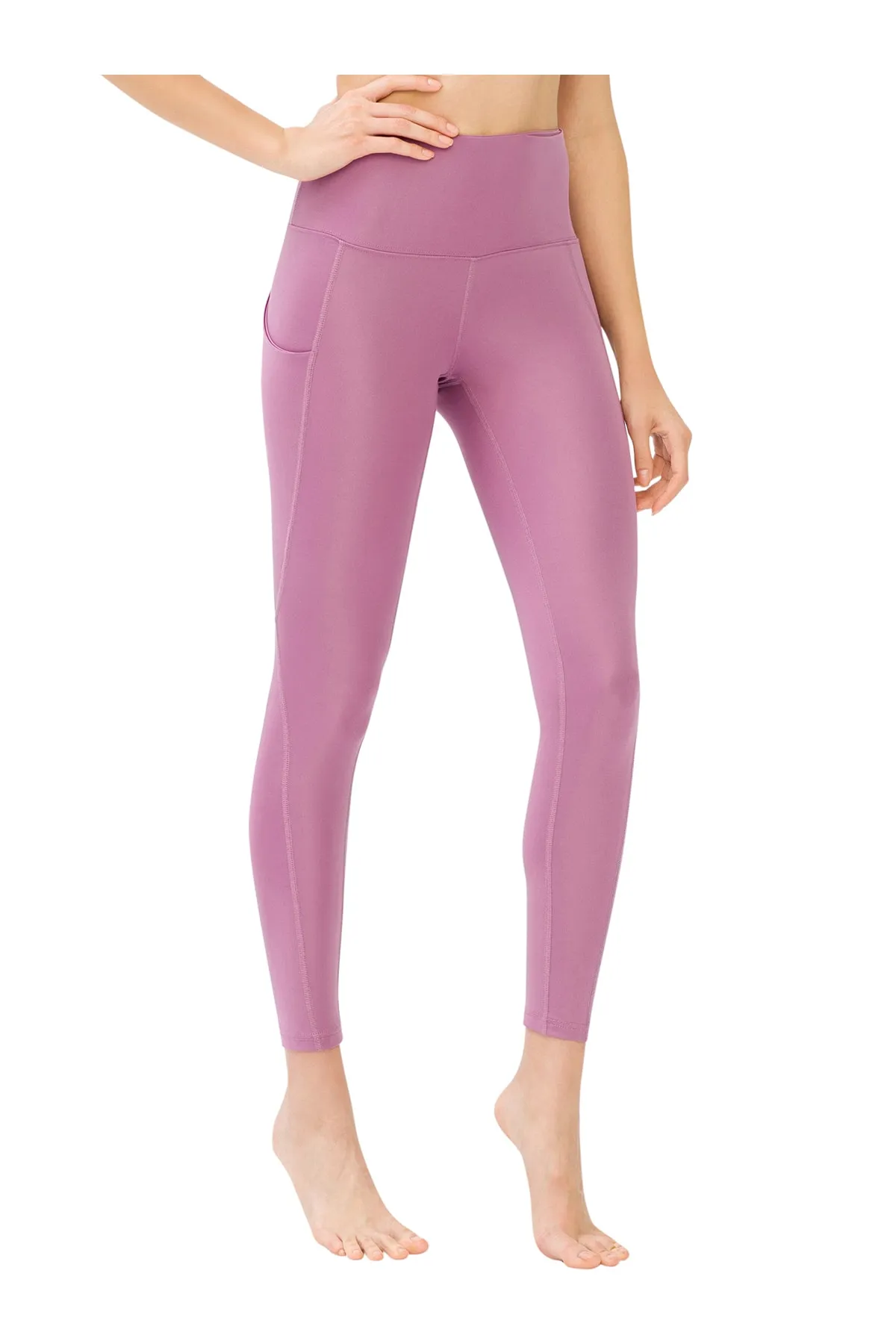 LOS OJOS  Lavendelfarbene Damen-Sportleggings mit hoher Taille und doppelter Tasche