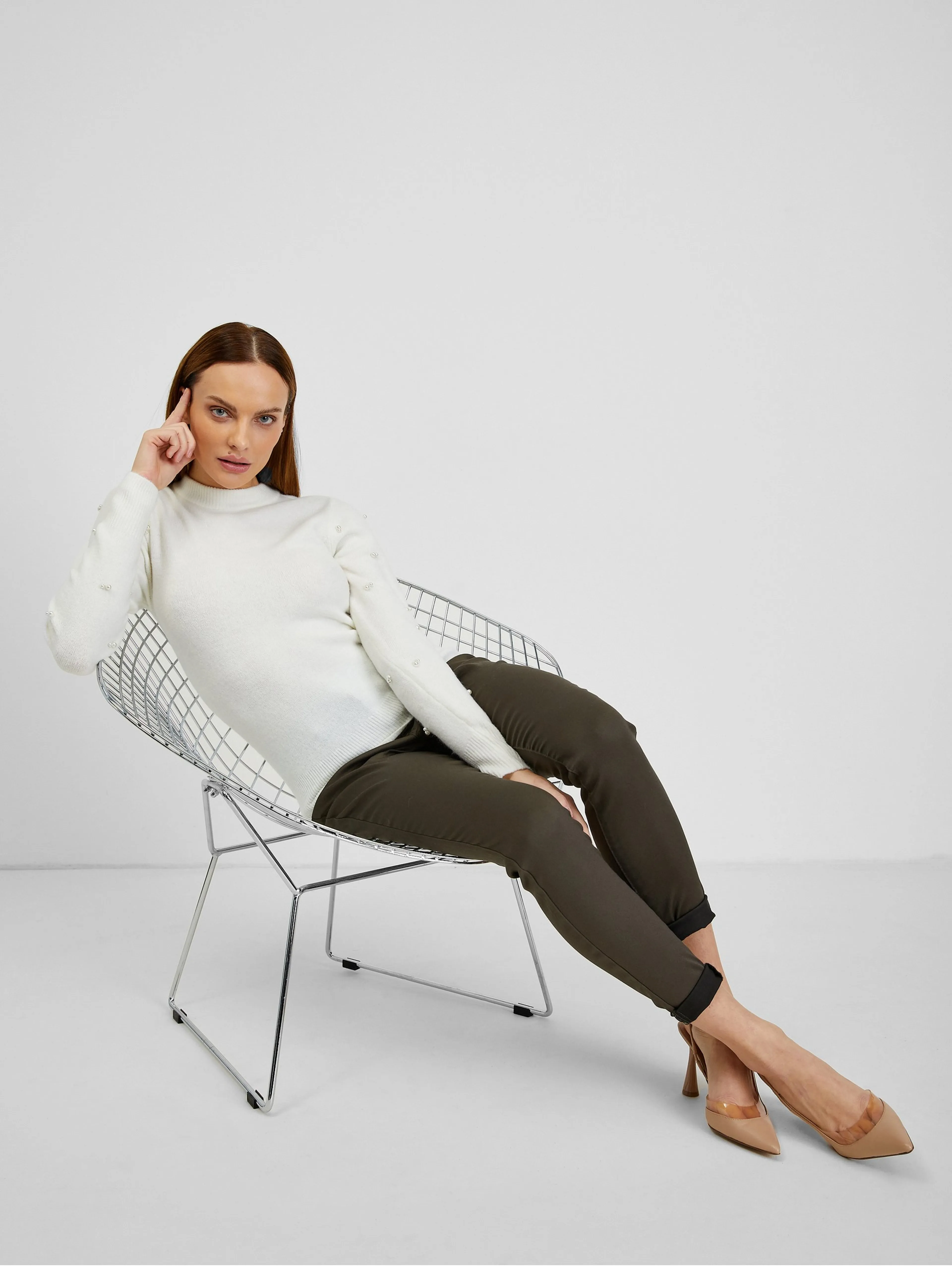 Weißer Damen Pullover mit dekorativen Details ORSAY