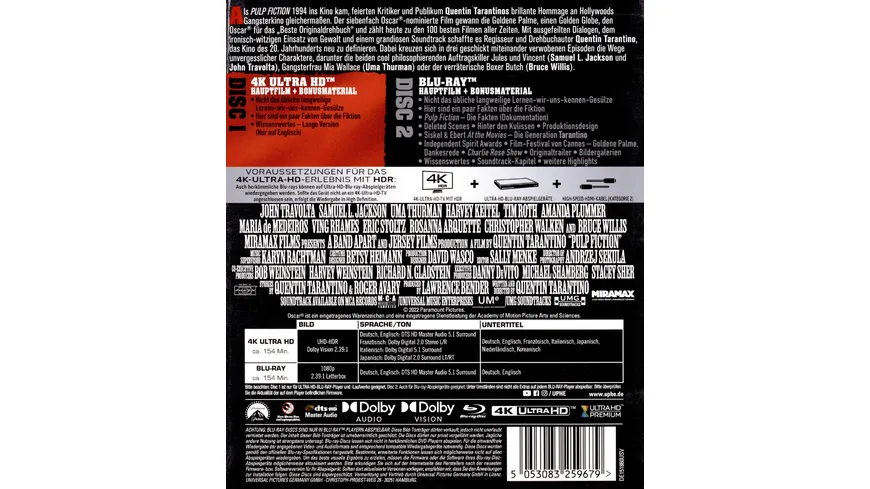 Pulp Fiction  (4K Ultra HD) (+ Blu-ray)