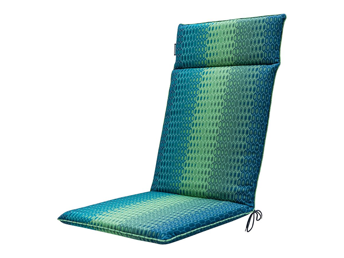 Madison Suzy Blue 120 x 50 Gartenstuhlkissen mit hoher Rückenlehne
