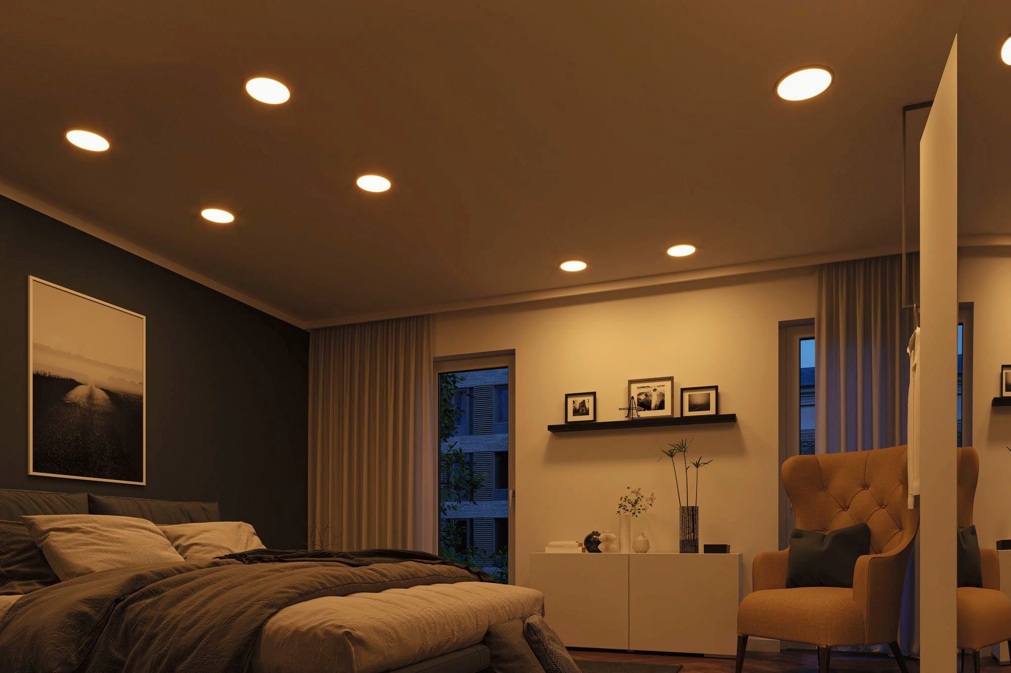 Paulmann LED Einbauleuchte Areo, Memoryfunktion, LED fest integriert, Warmweiß, LED-Modul, WarmDim-Stepschaltung