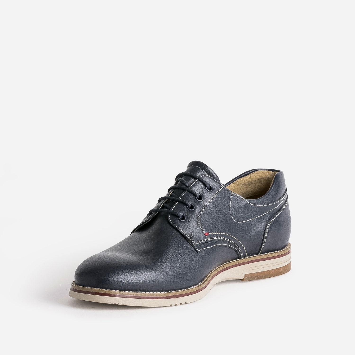 Derby confort marine éco-conçu en cuir