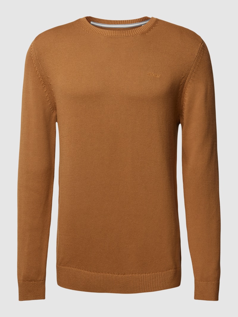 Strickpullover mit Label-Stitching in camel