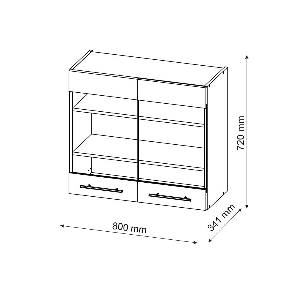 Vicco Glashängeschrank Hängeschrank Küche 80 cm Fame-Line Weiß Bordeaux Hochglanz