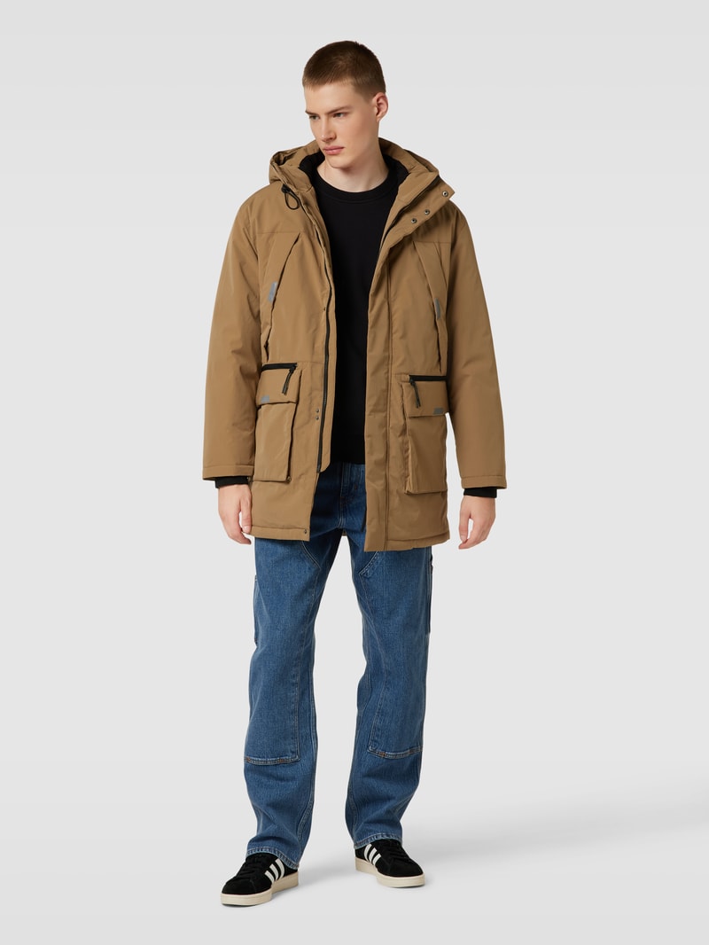 Parka mit abenhmbarer Kapuze in beige
