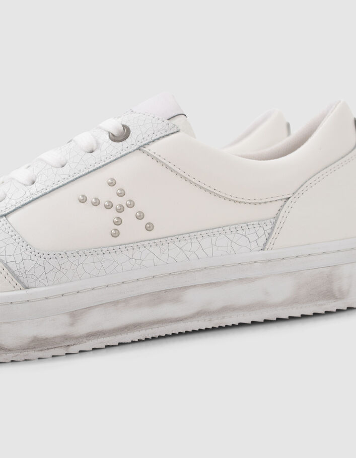 Sneakers blanches cuir K clouté Femme