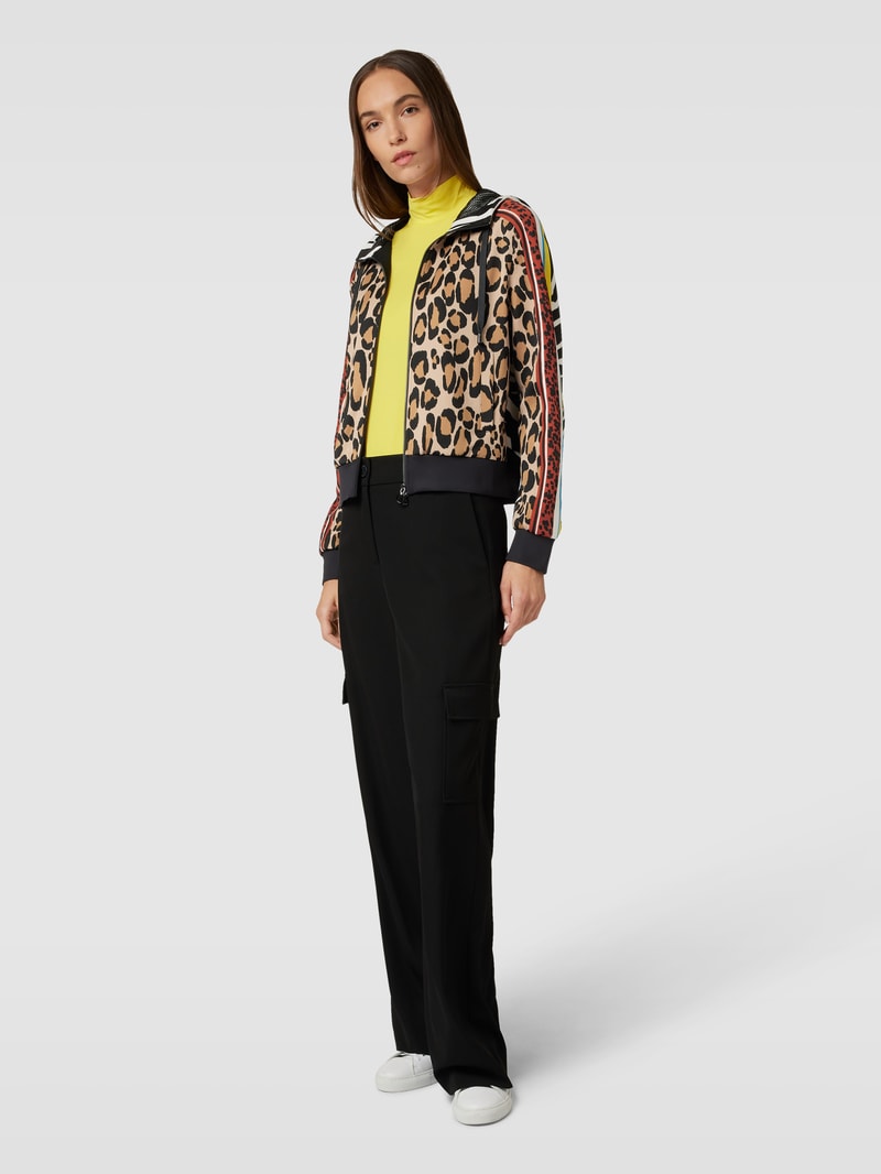 Sweatjacke mit Allover-Print in camel