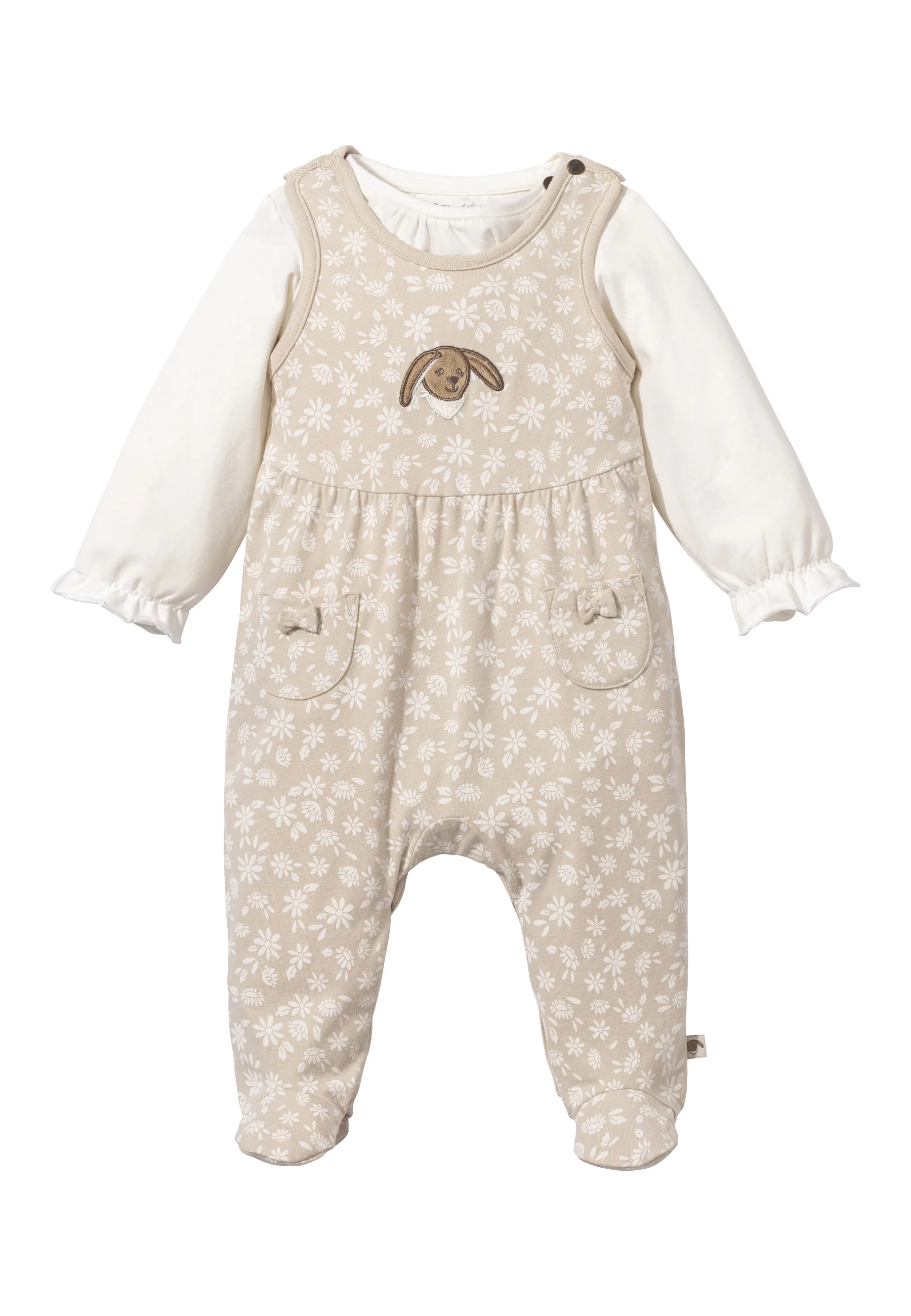Strampler Set Jersey Hase Happy zweiteilig in beige