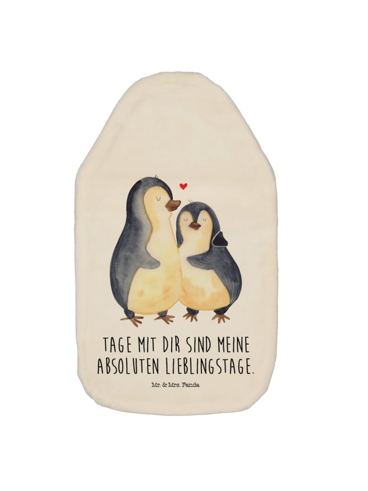 Mr. & Mrs. Panda Wärmflasche Pinguin umarmen mit Spruch in Weiß günstig kaufen onesize