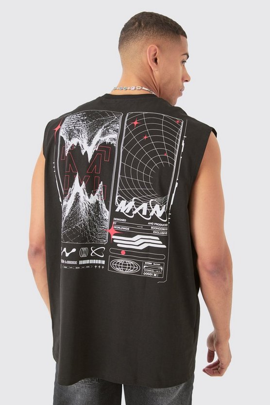 Oversize Tanktop mit Man Space Print