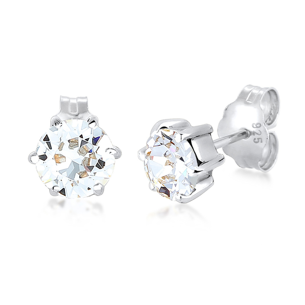 Elli Elli Boucles d'Oreilles Femmes Clous d'oreilles Étincelant Rond Classique avec Cr Boucles d'oreilles