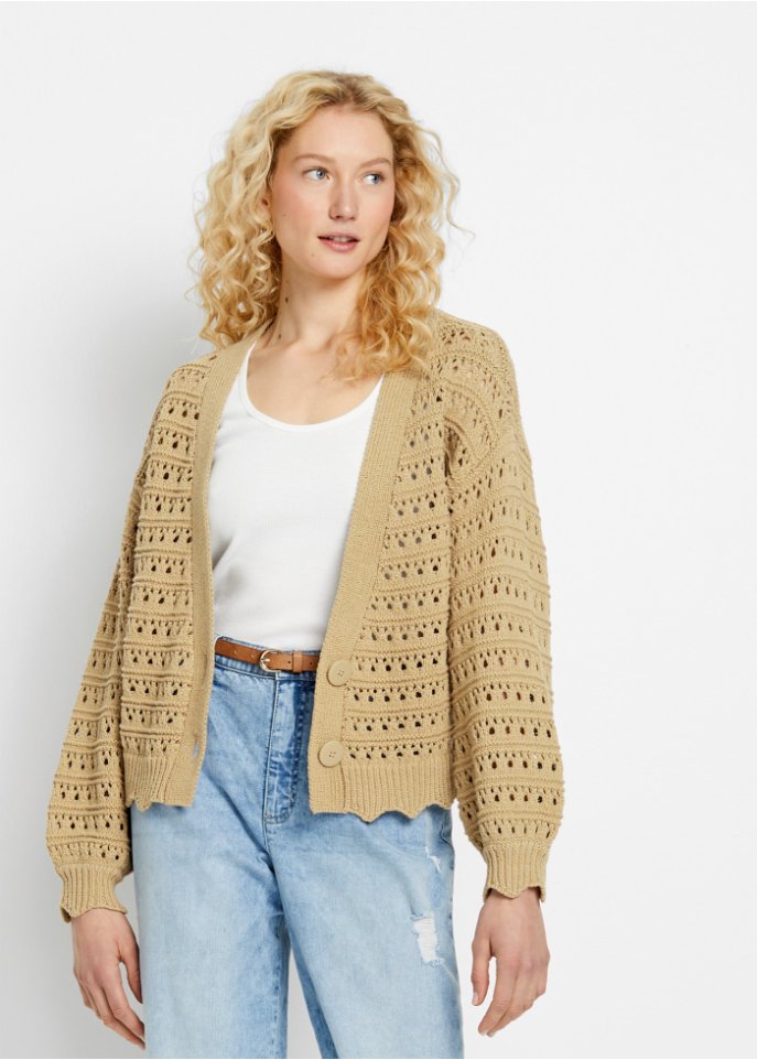 Cardigan mit Lochmuster