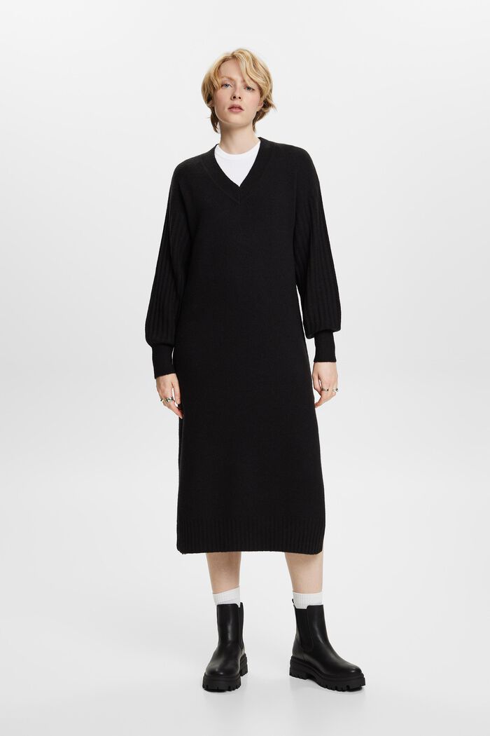 Strick-Midikleid aus Wollmix