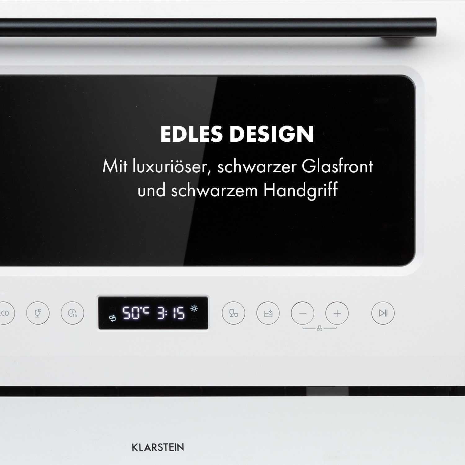Klarstein Standgeschirrspüler Azuria Geschirrspülmaschine 1380W 6,5L 6 Gedecke schwarze Glasfront, 10034510