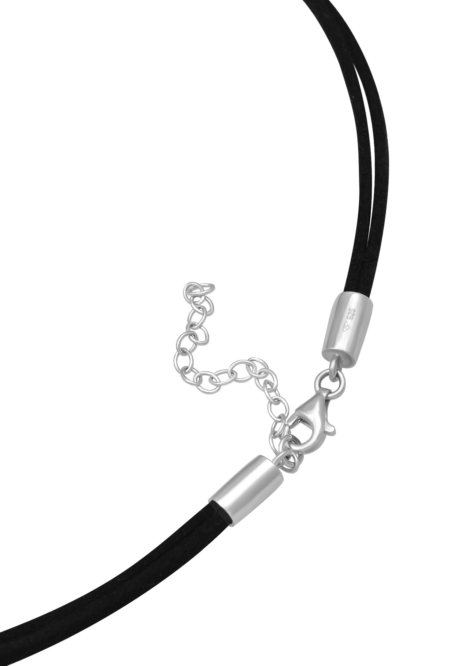 Collana girocollo da donna Elli con fiore della vita e fascia in tessuto, in argento sterling 925.