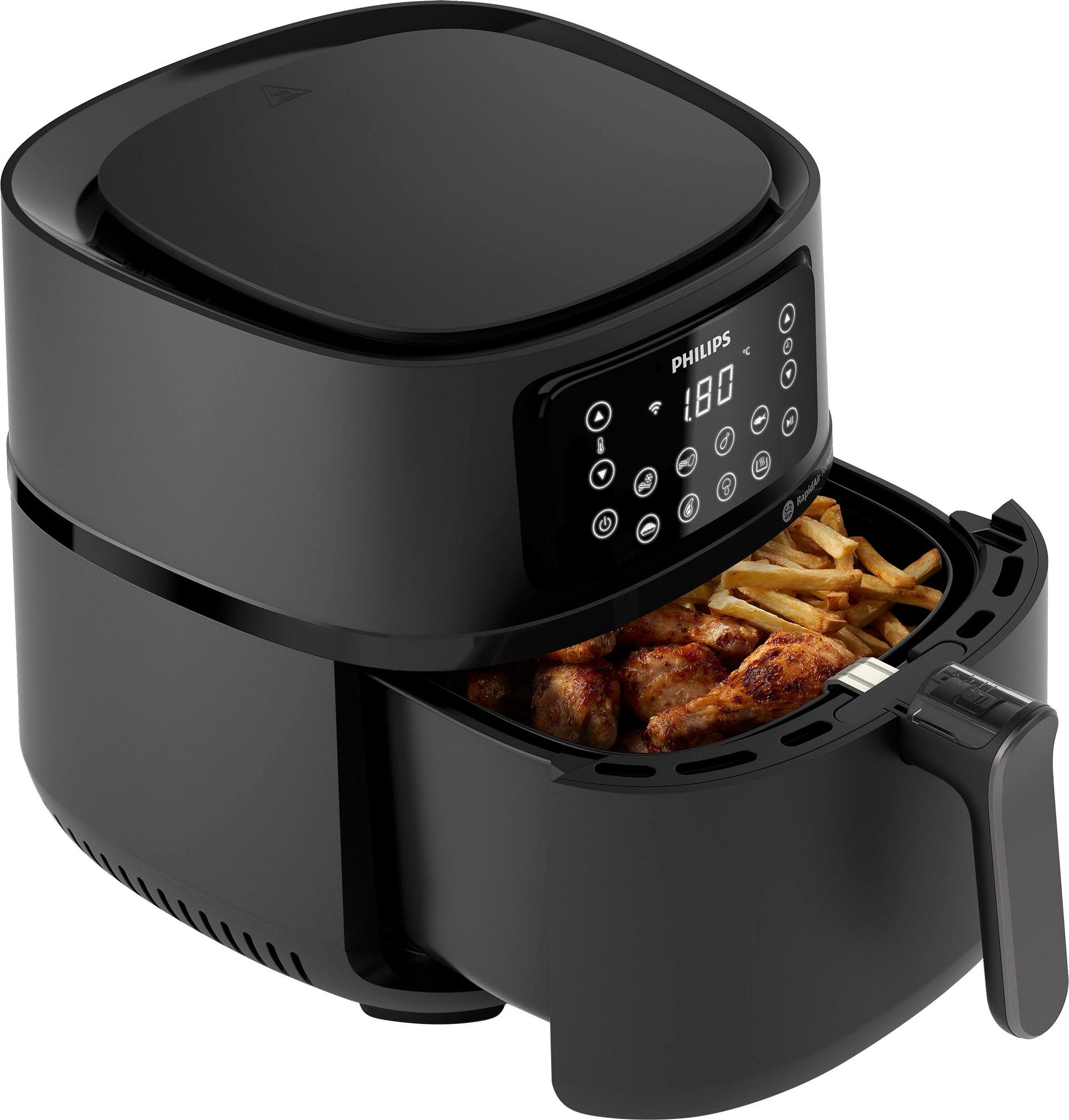 Philips Heißluftfritteuse Airfryer XXL HD9285/96, 2000 W, Gratis Backeinsatz+Grillplatte, WiFi Konnektivität, Warmhaltefunktion
