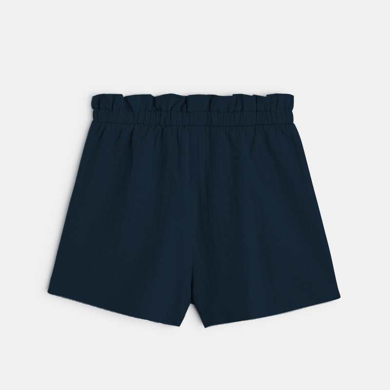 Short taille haute uni bleu fille