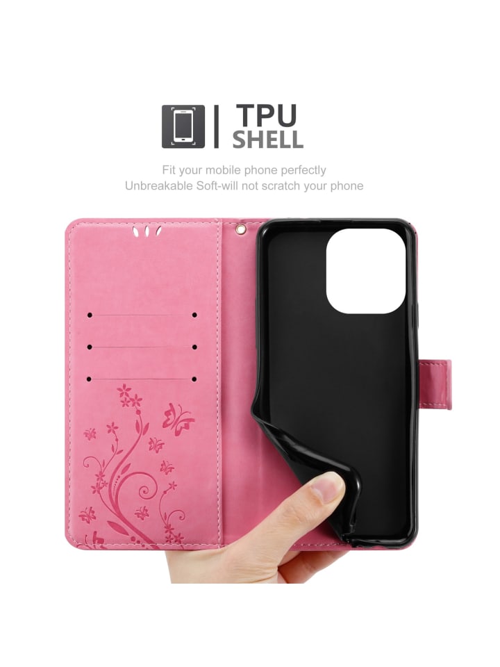 cadorabo Hülle für Apple iPhone 14 PRO Blumen Design in FLORAL ROSA günstig kaufen onesize