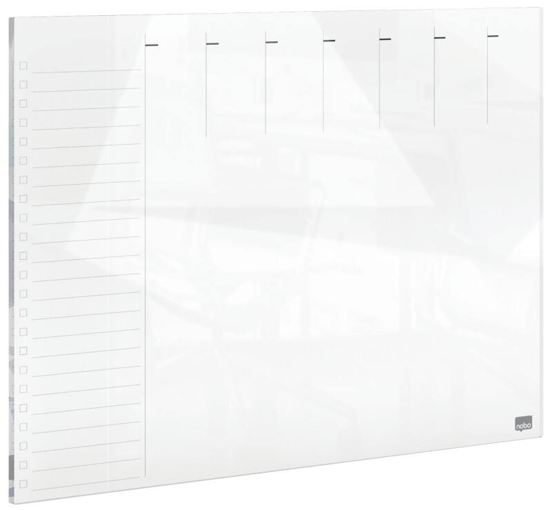Nobo Kleiner Wandplaner 1915602 Dry Erase Glasoberfläche Rahmenlos 430 x 560 mm Weiß
