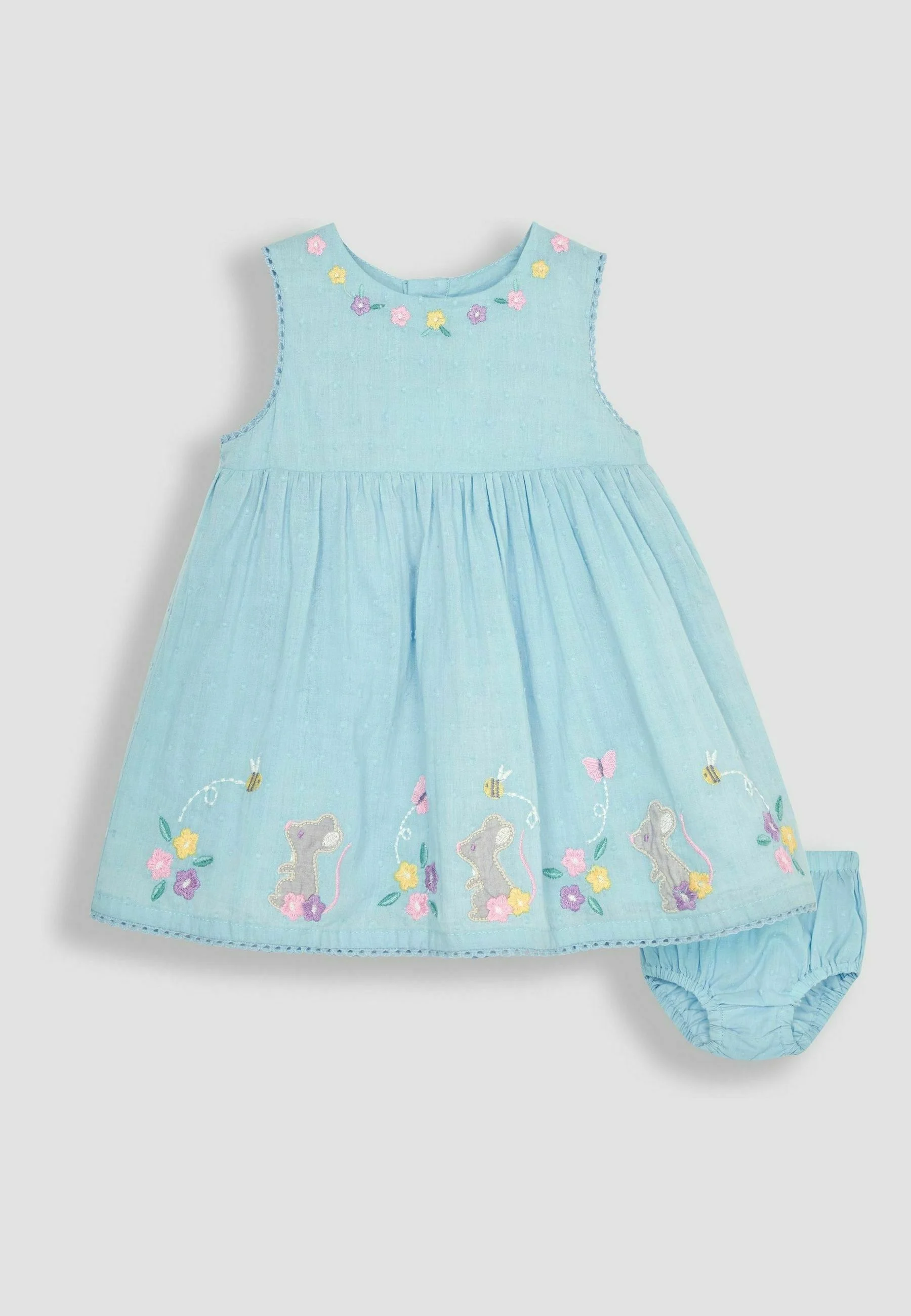 JoJo Maman Bébé MOUSE FLORAL EMBROIDERED- REGULAR FIT - Vestido de verano