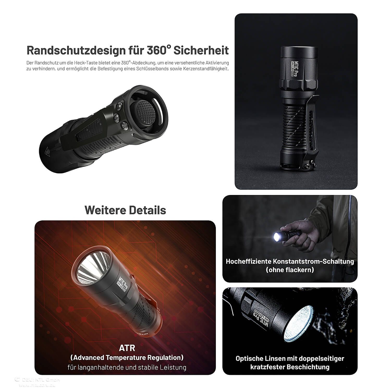 Tactical LED Taschenlampe MT1C Pro - 1000 Lumen