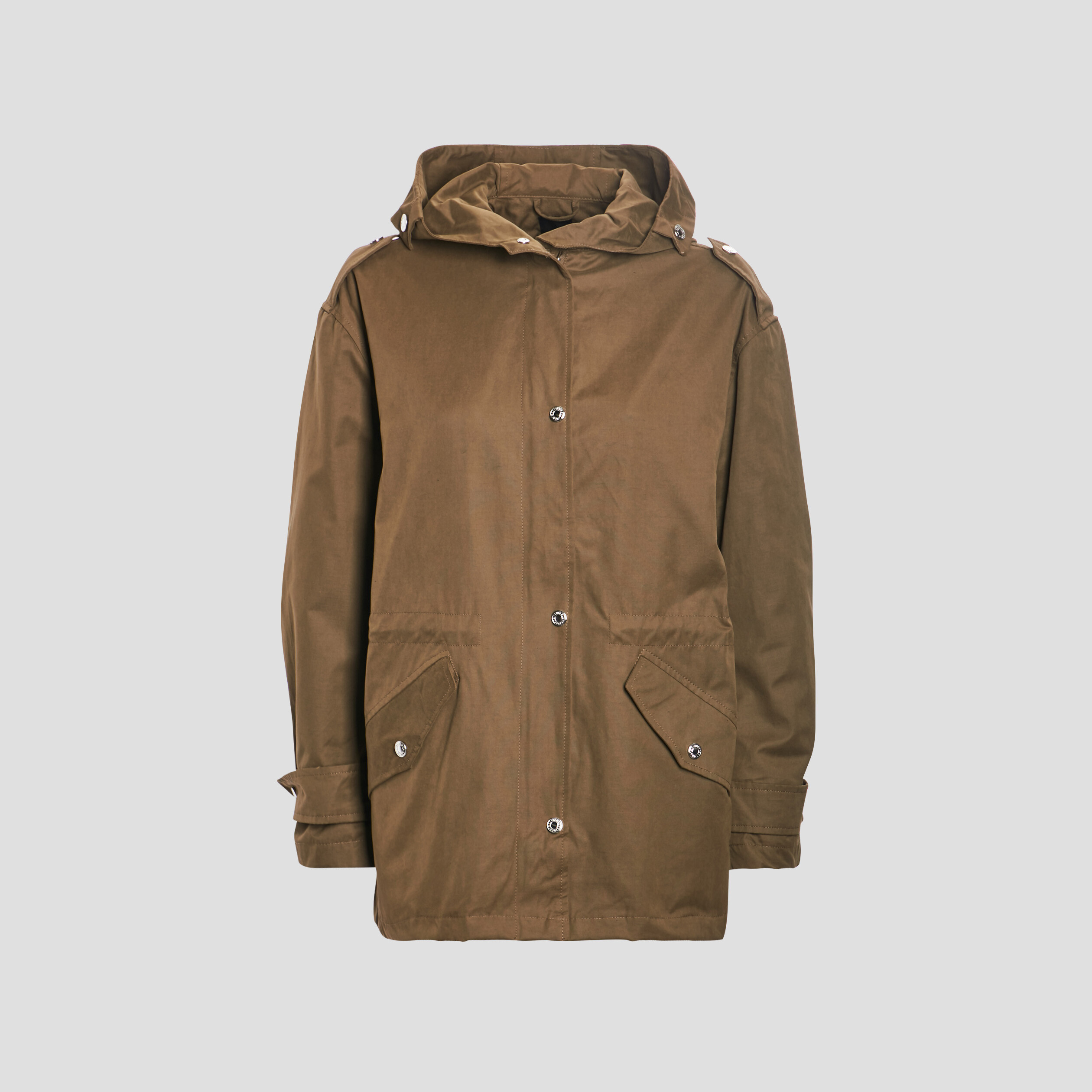 Parka droite à capuche vert kaki femme | La Halle