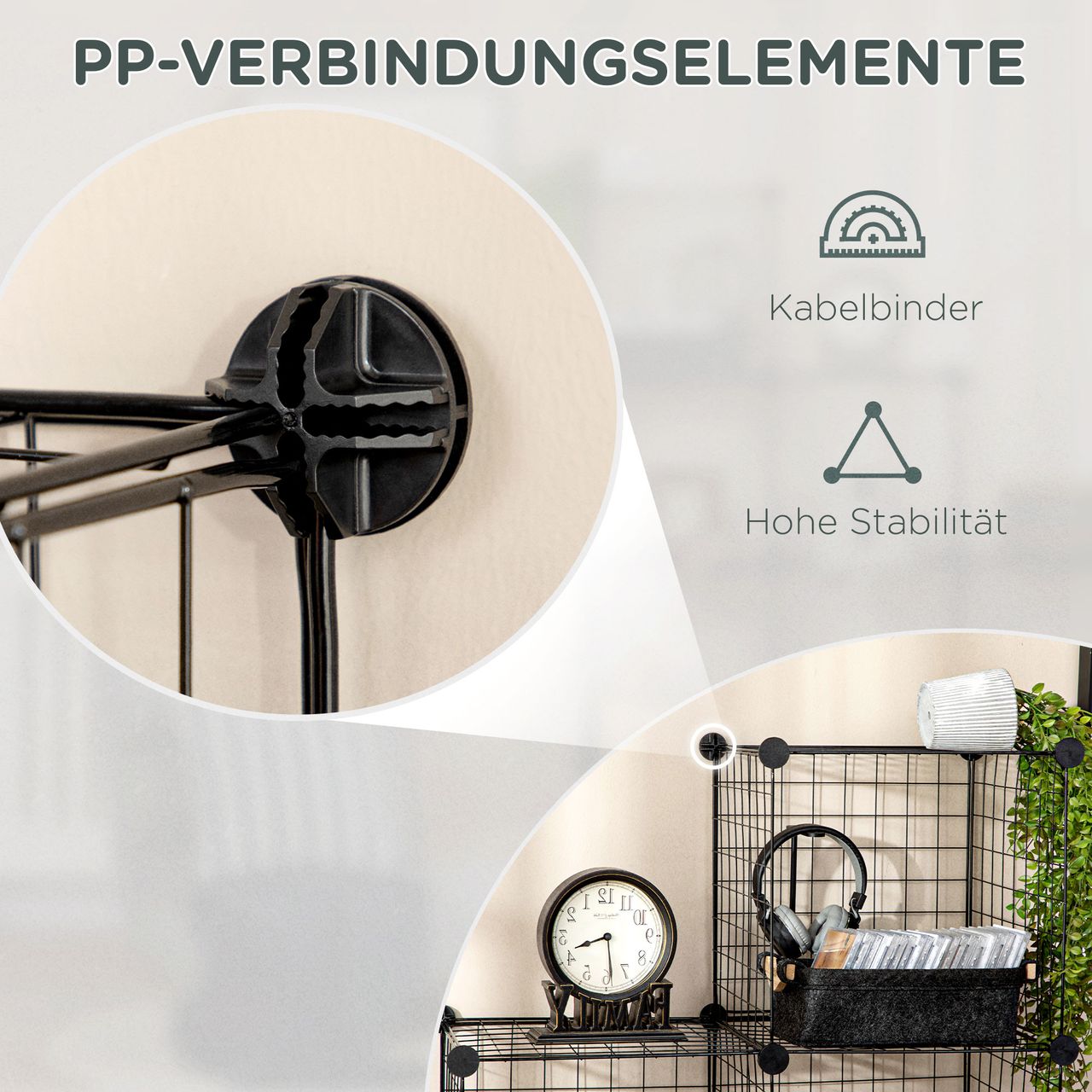 HOMCOM Regalsystem, DIY Würfelregal, 9 Fächer, Steckregal aus Stahldraht