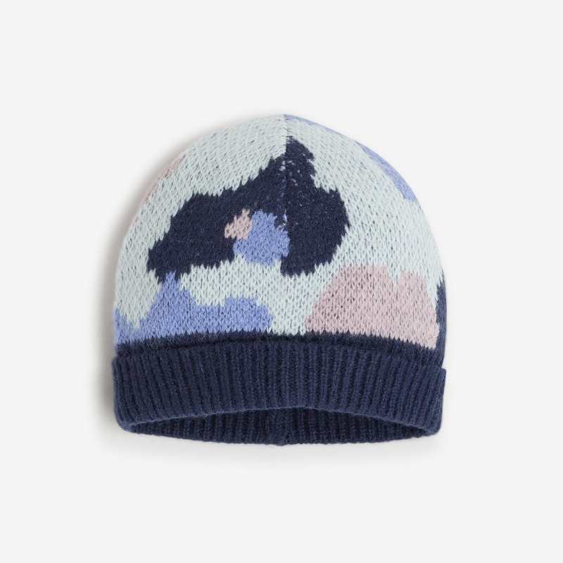 Bonnet fille color bloc en tricot bleu Catimini