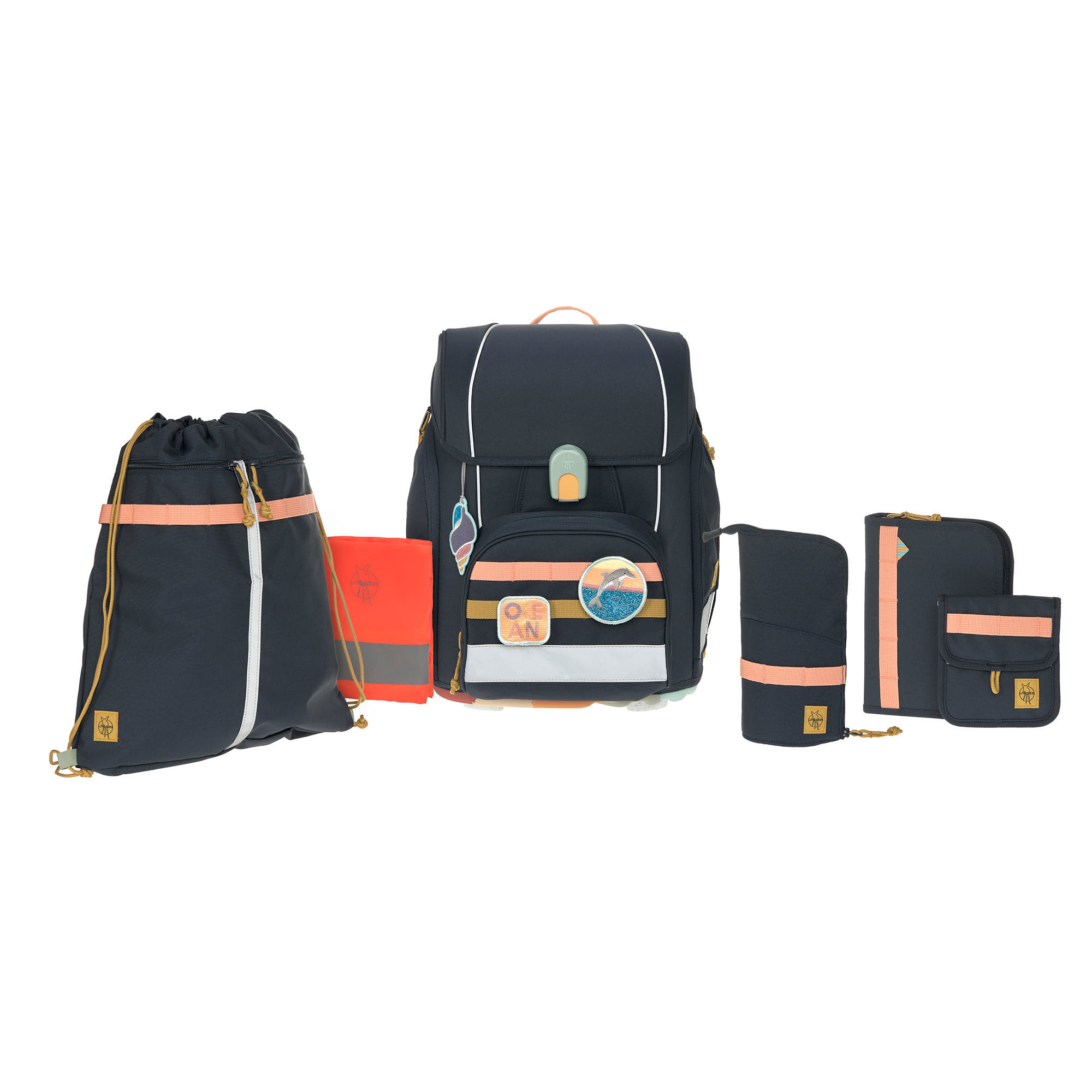 Schulranzen Set 7-teilig Boxy - Unique Ocean, Dunkelblau