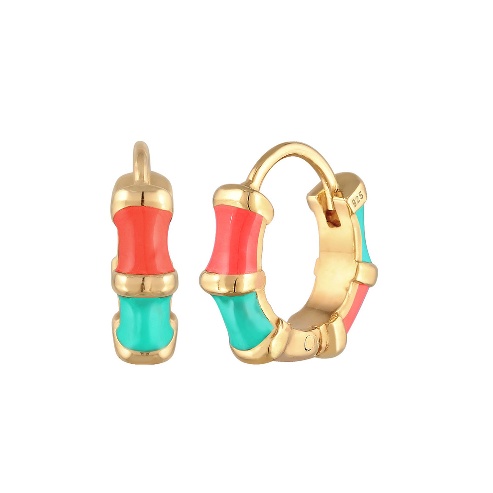 Elli Elli Boucles d'Oreilles Créoles pour Femmes Multicolore Tendance avec émail en ar Boucles d'oreilles