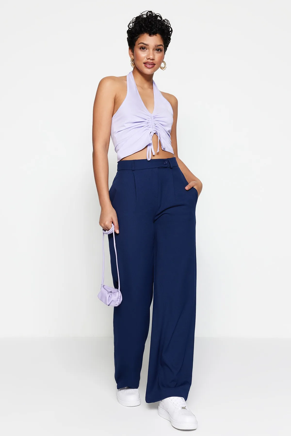 Trendyol Collection  Blaue Webhose mit weitem Bein TWOAW22PL0263