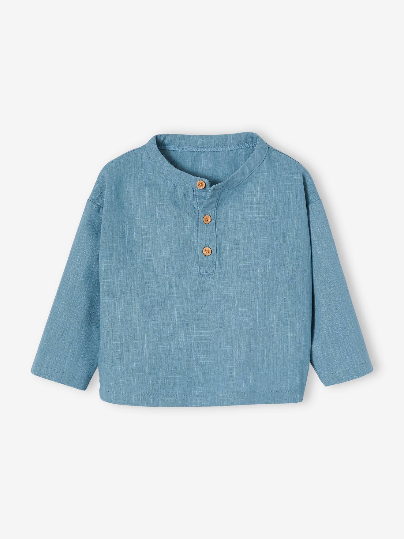 Ensemble 3 pièces bébé chemise + pantalon + bandana bleu ciel
