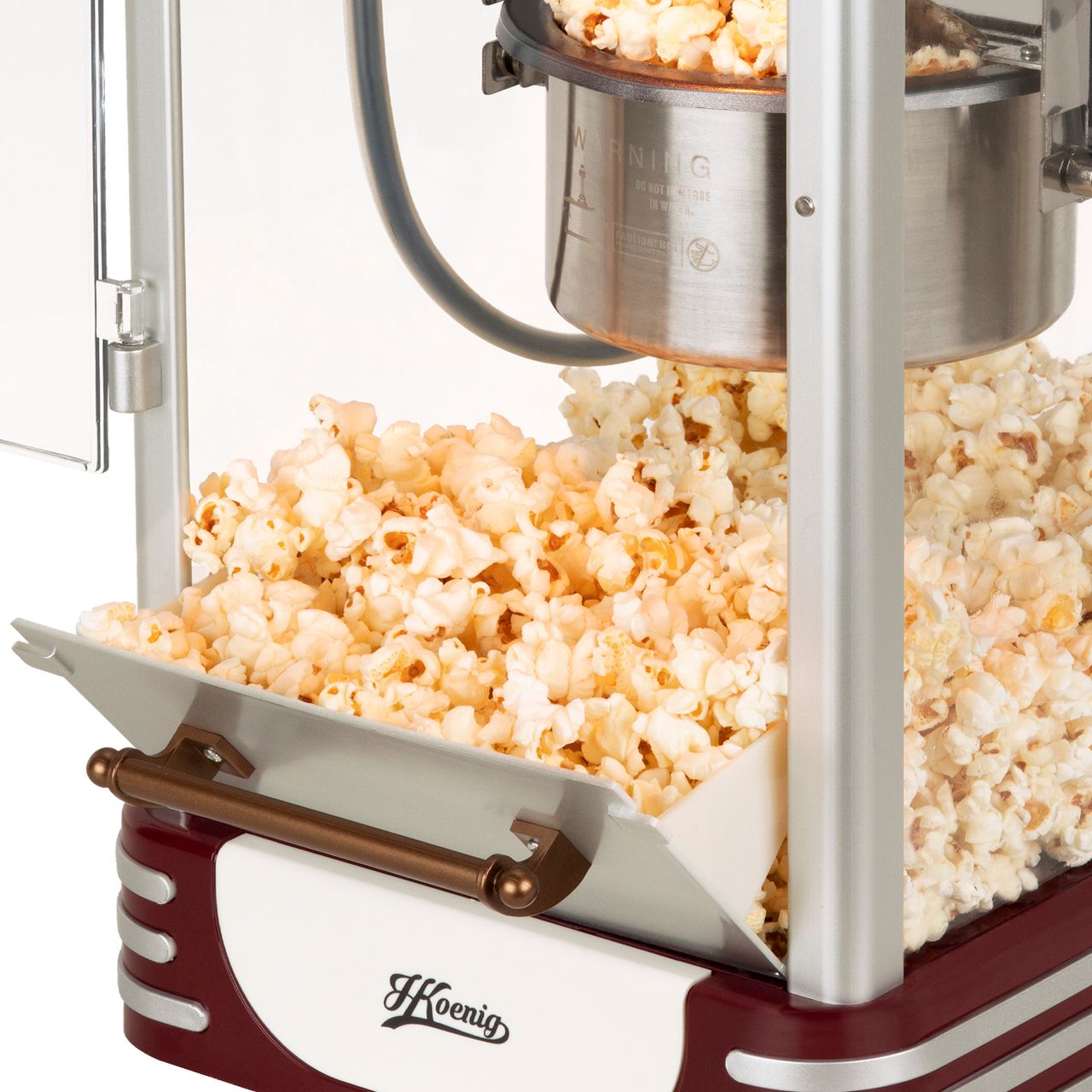 H.Koenig POP330/ Popcorn Maschine /Retro-Design/Topf aus Edelstahl und Aluminium