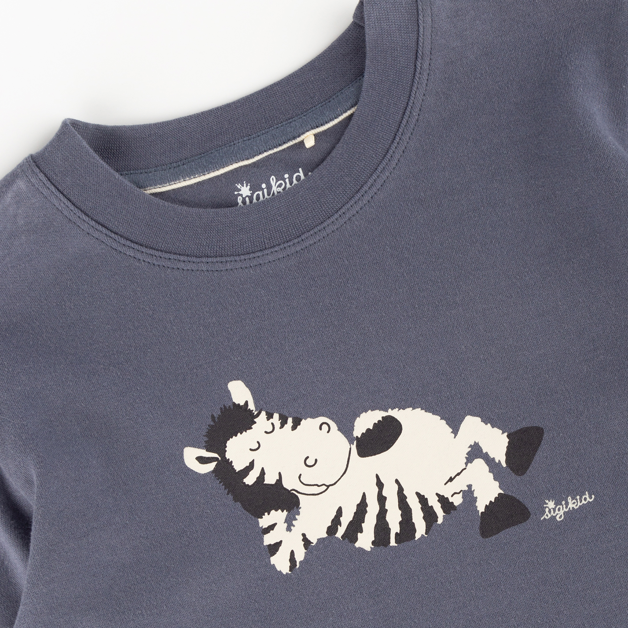 Langer Kinder Schlafanzug Zebra, lila-weiß